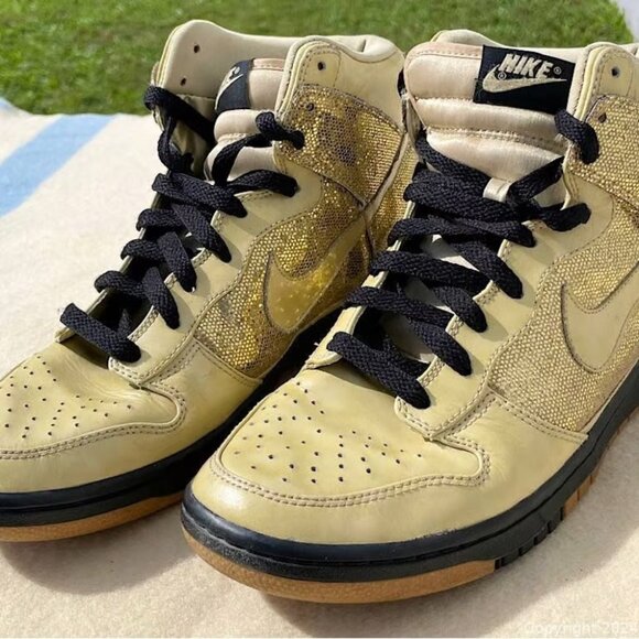 Vintage 2009 Nike SB Womens Dunk High Skinny 'Metallic Gold’ Great Condition - Picture 2 of 11